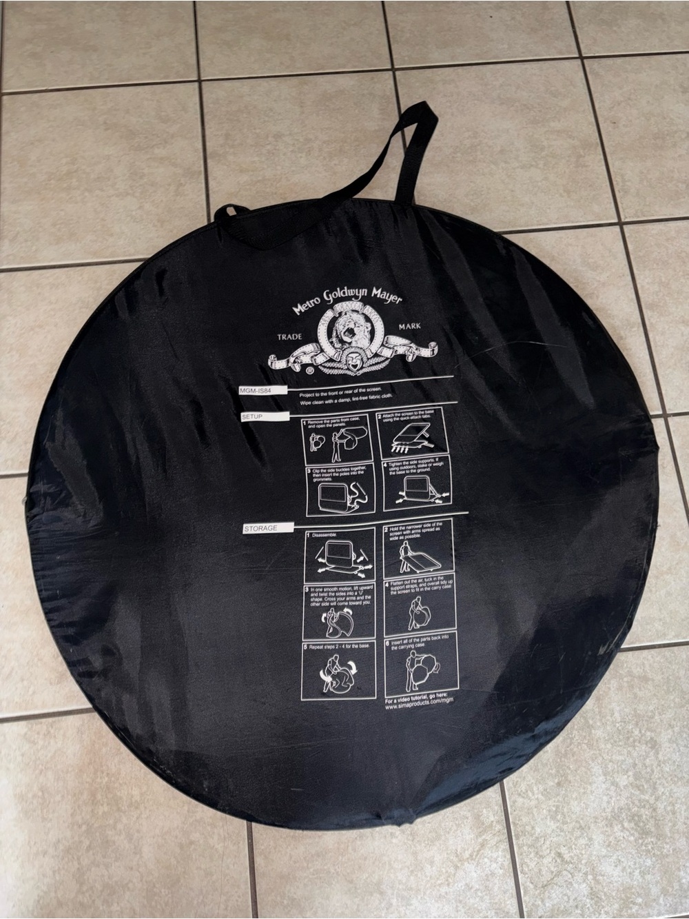 Metro Goldwyn Mayer Black Pop-Up projection screen Carrying Case pre owned